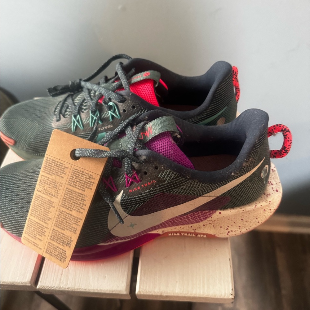 Nike Trail Shoes - Black, Pink, and Green